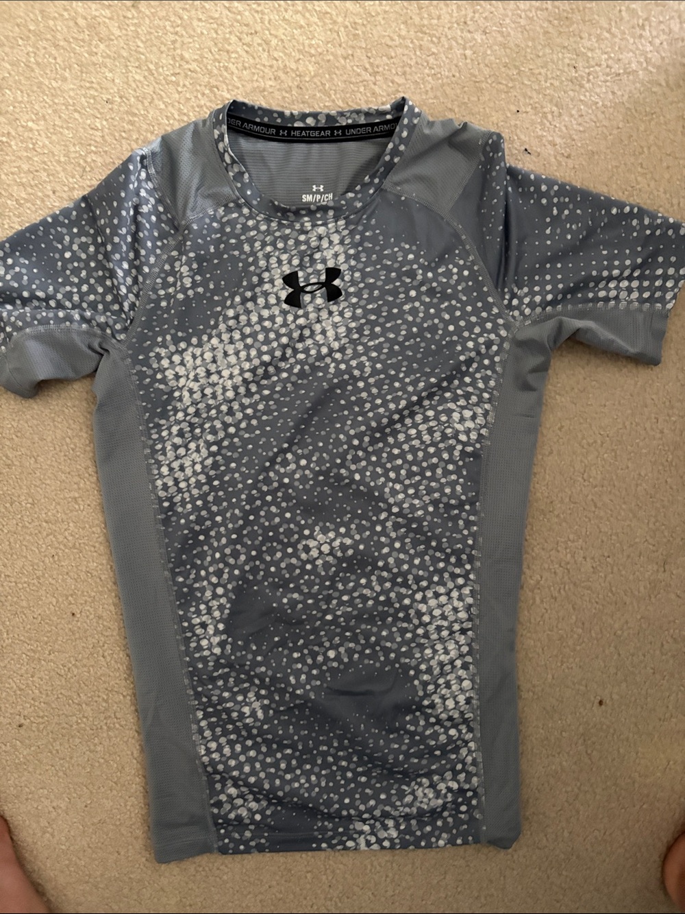 Under Armour Gray and White Dot Performance Compression Shirt